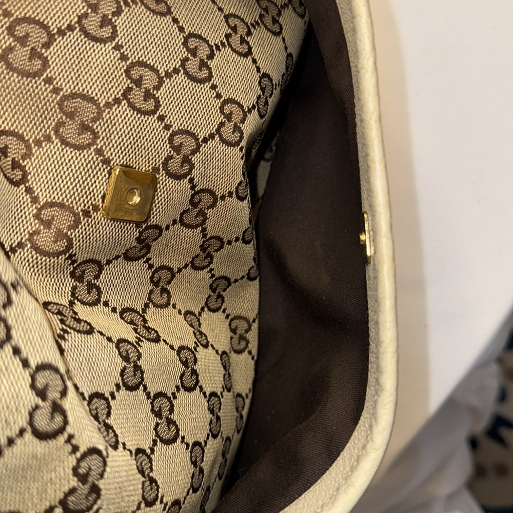 Gucci Eclipse Canvas and Cream Leather Bag with COA - Picture 4 of 15